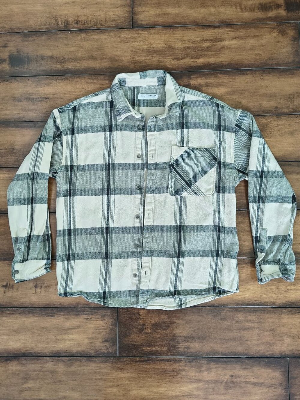 Zara Boys Plaid Flannel Button-Up Shirt Size 13-14 (164)